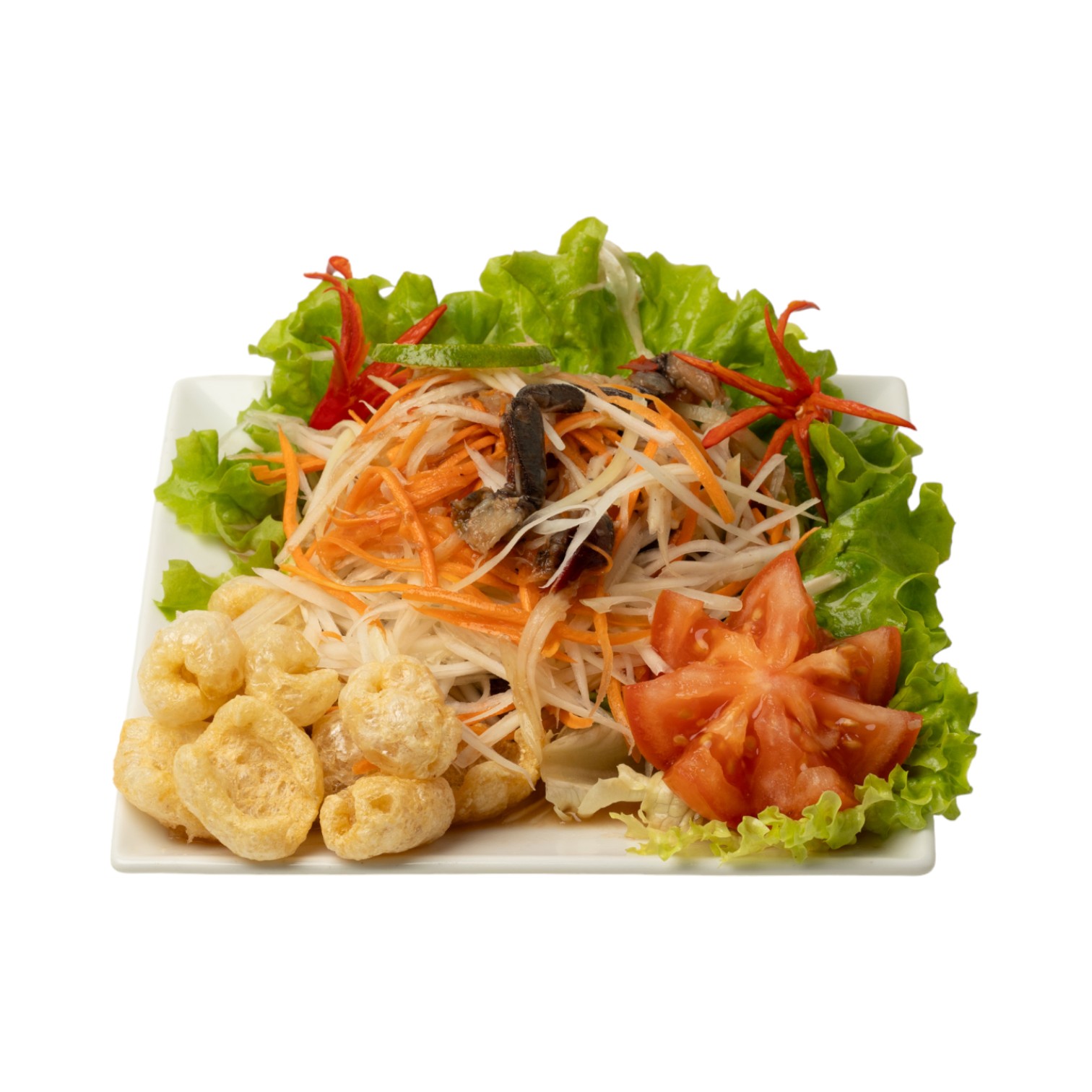 Salade de papaye au crabe salé