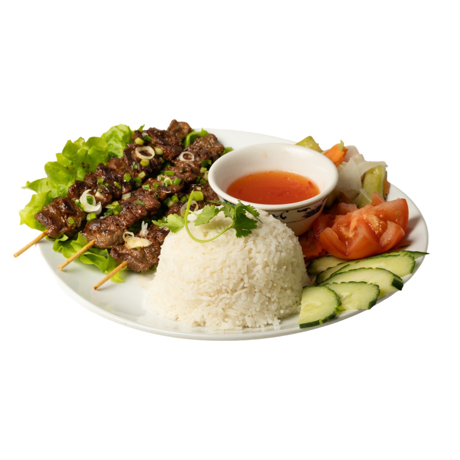 Riz et brochettes de bœuf