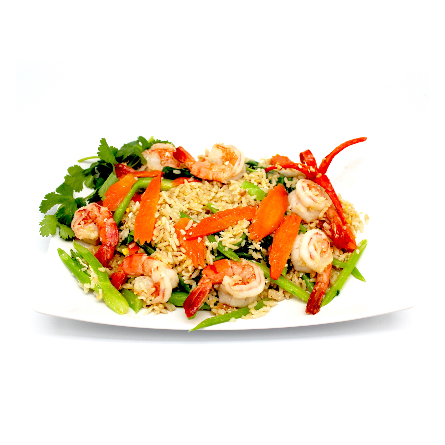 Riz sauté aux crevettes ou aux légumes
